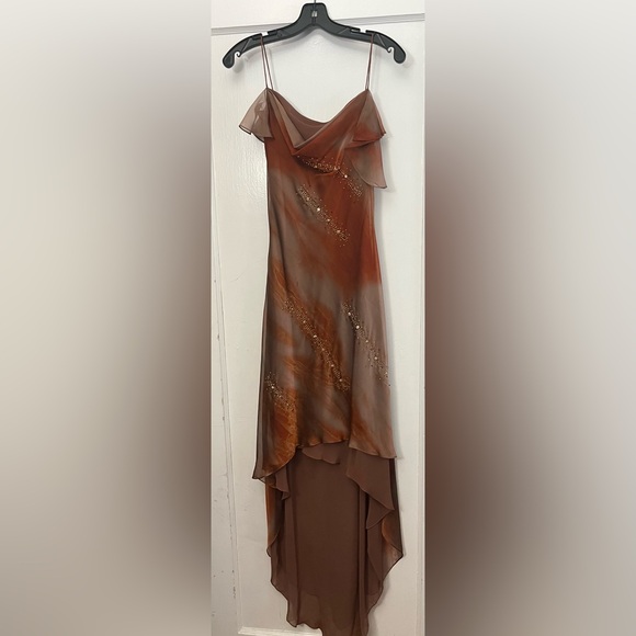 Alberto Makali Dresses & Skirts - EUVC Alberto Makali 6 Brown Beaded Ombré High Low Dress